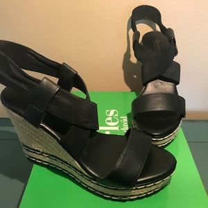 Charles David black wedges size 7. Like new!